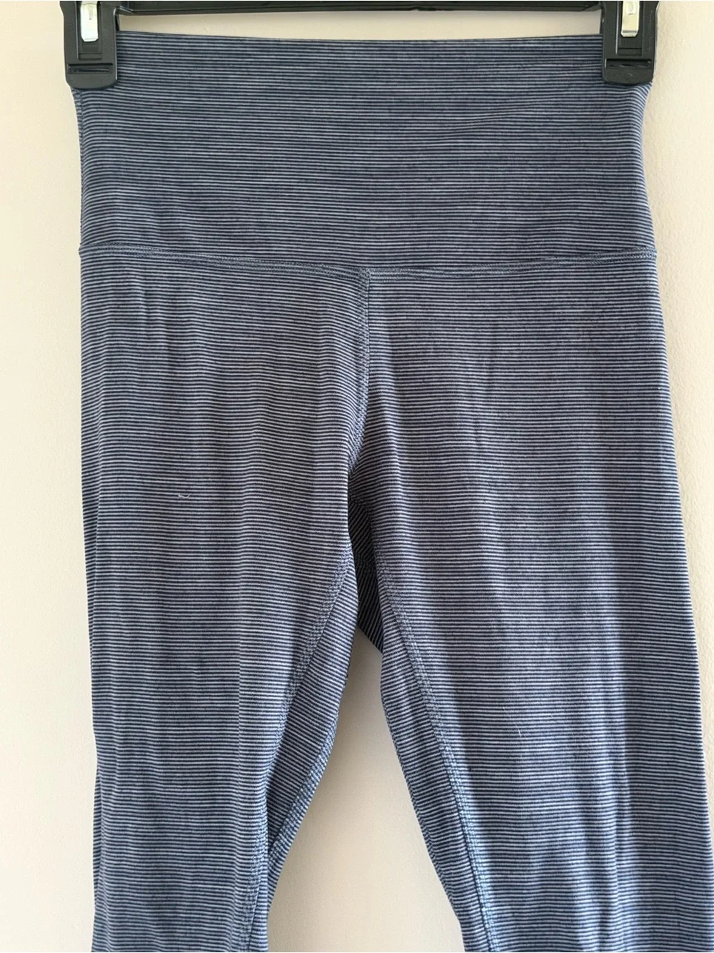 Lululemon Leggings Womens 4 Blue Gray Stripe High Rise Ankle Yoga Pants Pilates